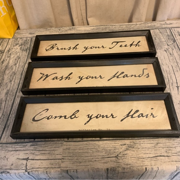 Pottery Barn New Bathroom Wall Art Wash Your Hands Comb Your Hair Brush Teeth - Picture 7 of 12